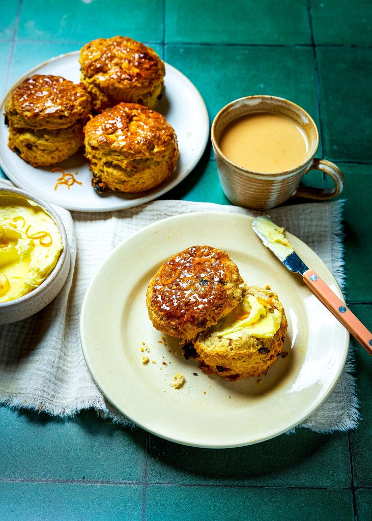 Barmbrack Scones with Whiskey-Soaked Raisins & Sticky Orange Glaze | DonalSkehan.com