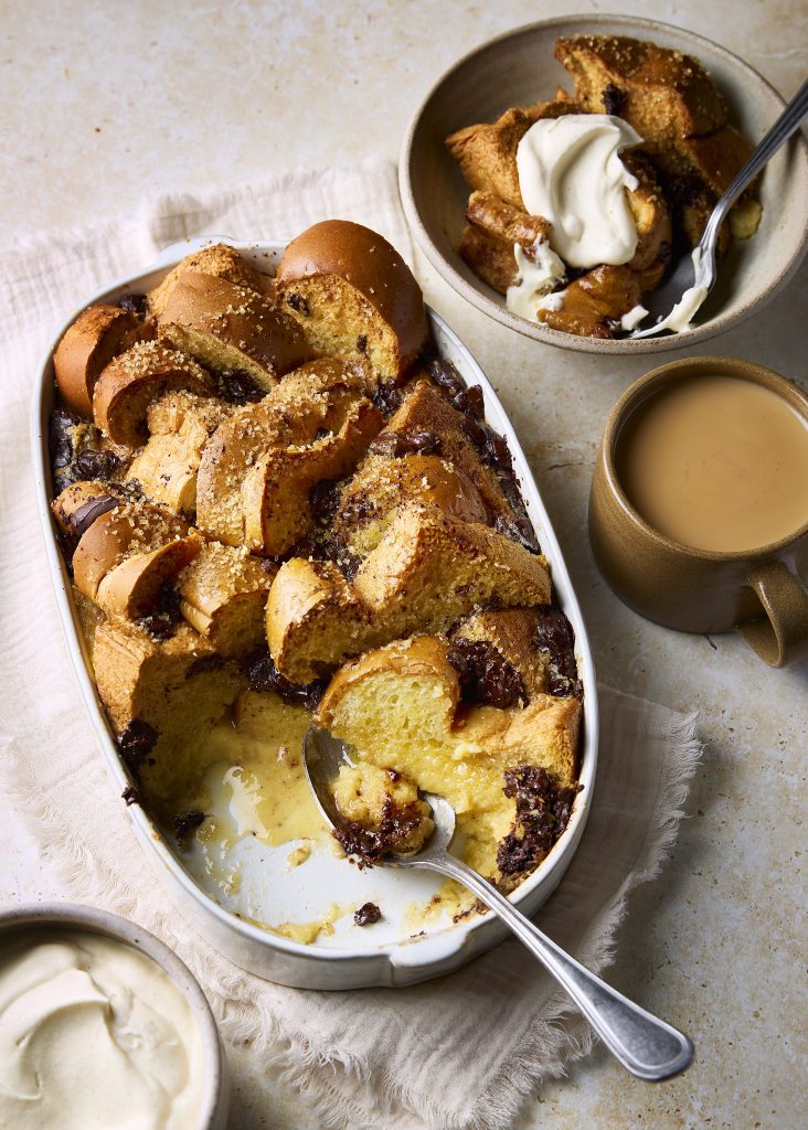 One Tin Irish Cream & Chocolate Brioche French Toast Bake | DonalSkehan.com