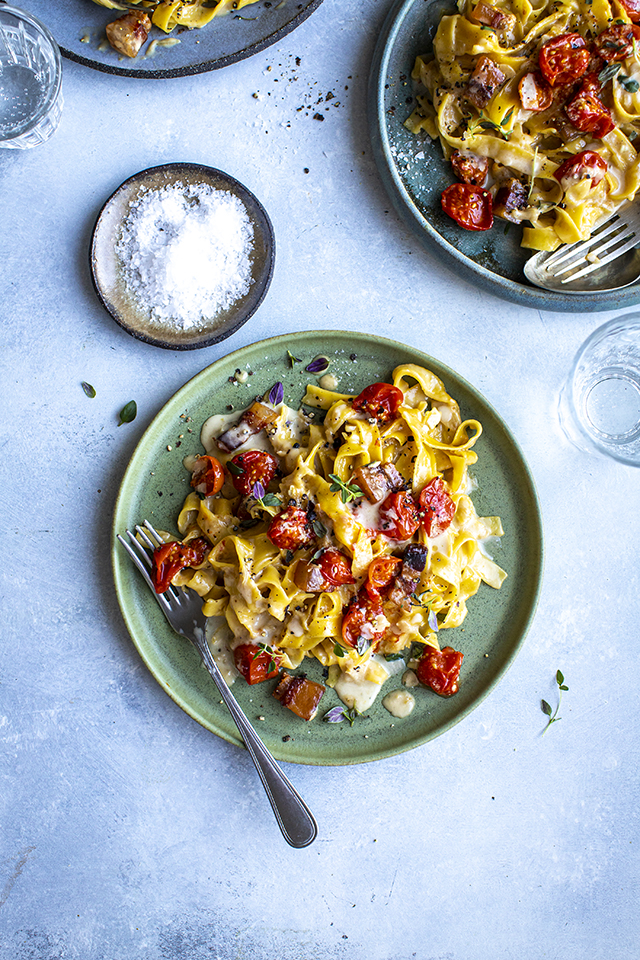 Brie, Pancetta & Caramelised Onion Pappardelle | DonalSkehan.com