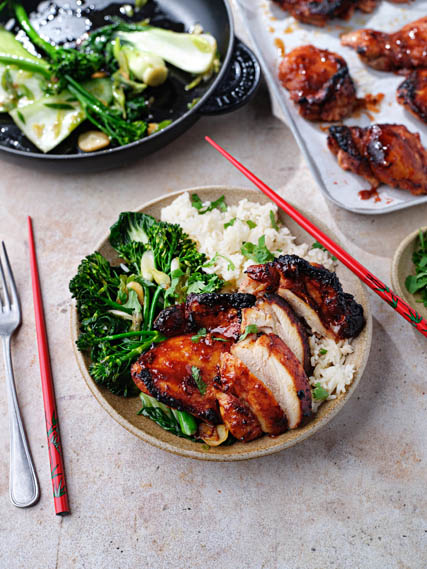 Char Siu Chicken with Rice & Garlic Greens - Donal Skehan | EAT LIVE GO