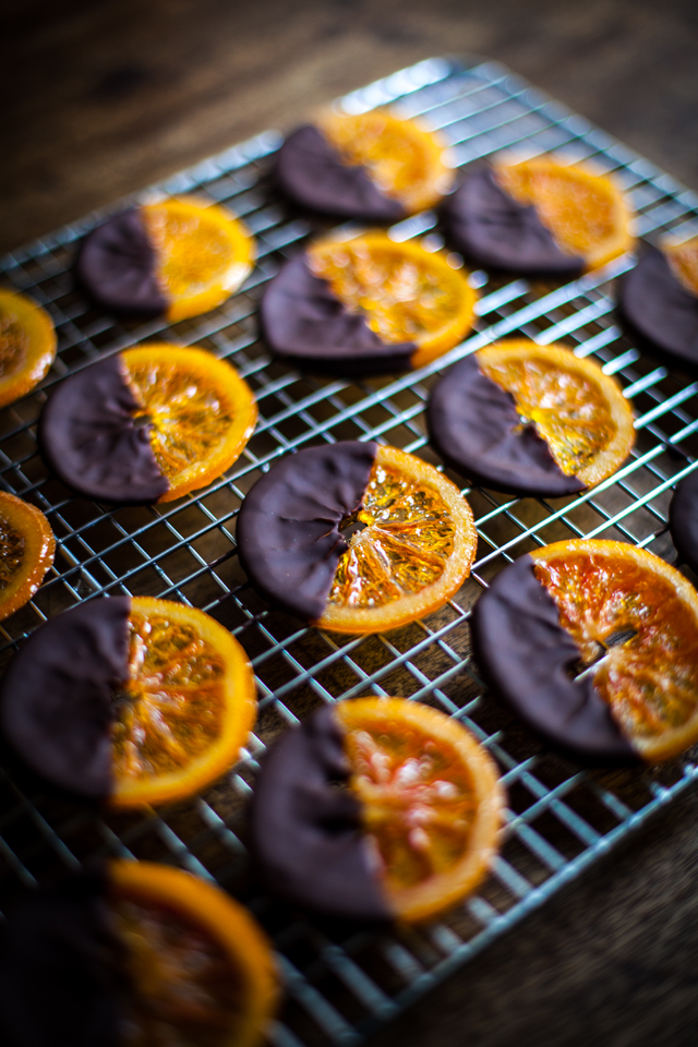 Chocolate Dipped Candied Oranges with Sea Salt | DonalSkehan.com, A simple festive treat.