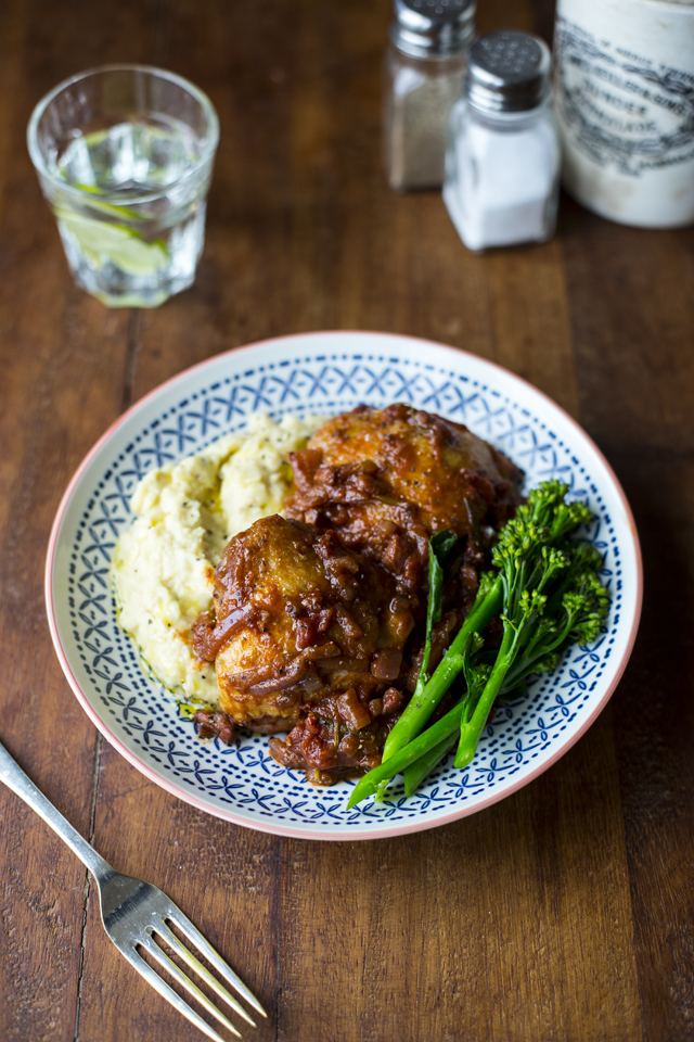 Tomato Braised Chicken with Butter Bean Mash | DonalSkehan.com, Great family food. 