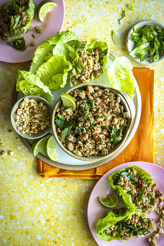 Thai Basil Chicken Lettuce Cups | DonalSkehan.com