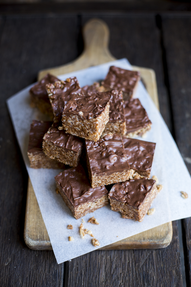 Chocolate Caramel Rice Crispy Treats | DonalSkehan.com, The easiest and most delicious chocolatey treat!