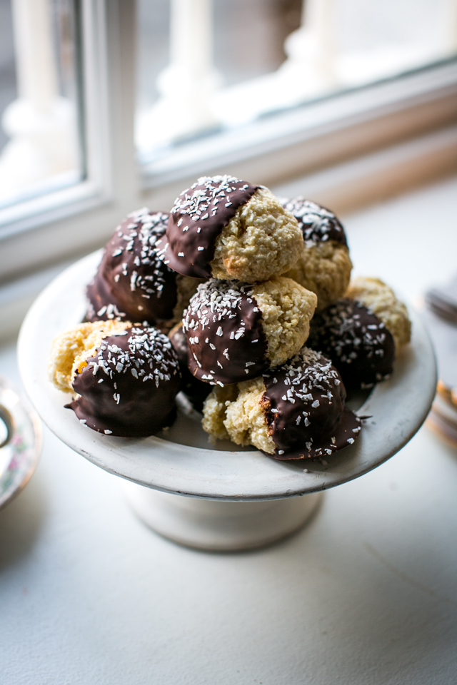 Coconut & Chocolate Macaroons | DonalSkehan.com, An easy coconutty treat made with only a handful of ingredients.