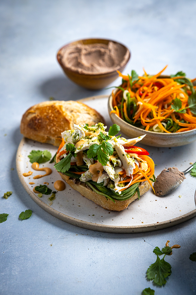 Turkey & Ham Banh Mi with Pickled Carrot & Sriracha Mayo | DonalSkehan.com