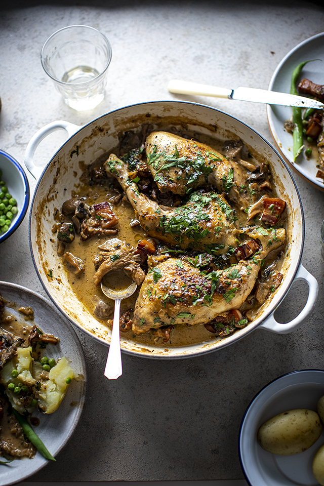 Mom’s Coq Au Vin Blanc | DonalSkehan.com