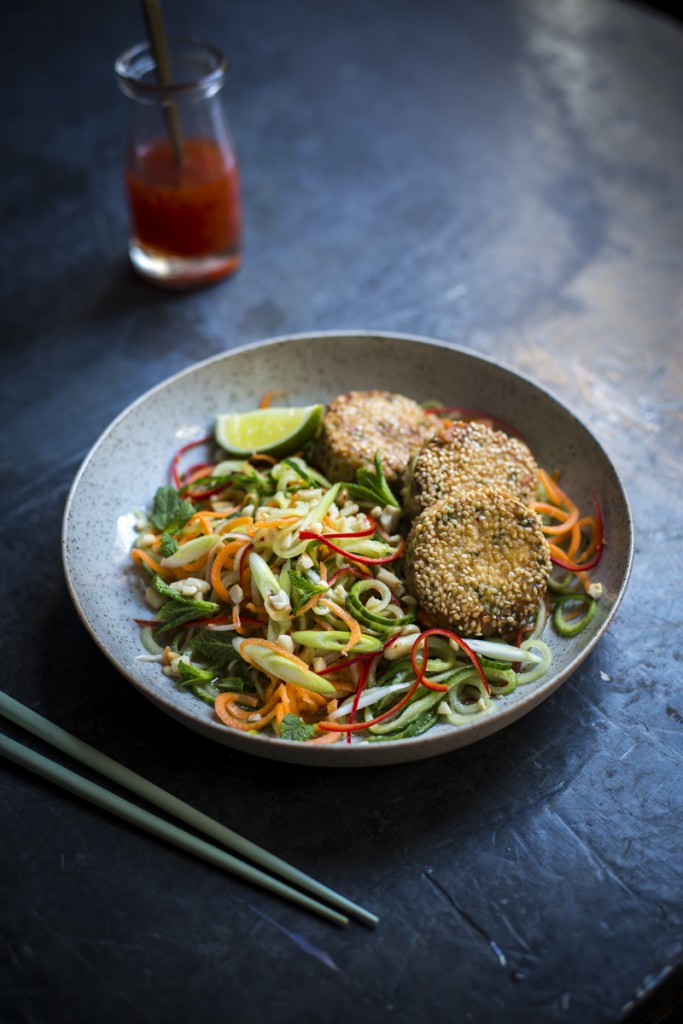Asian Fish Cakes with Cucumber & Carrot Salad | DonalSkehan.com, Hot, salty, sweet and sour are balanced perfectly in this classic dish. 