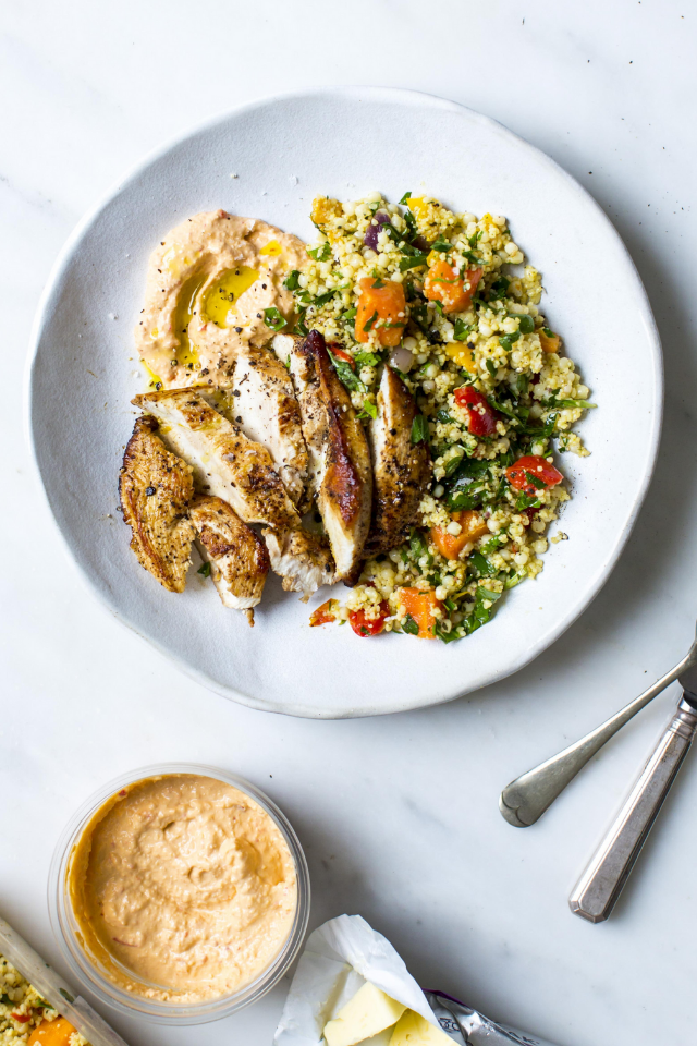 Garlic Butter Chicken with Hummus & CousCous | DonalSkehan.com