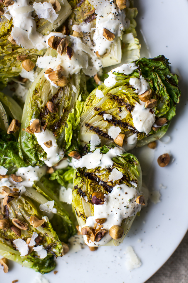 Griddled Baby Gem Salad with Toasted Hazelnuts and Pecorino | DonalSkehan.com, Giddled baby gem takes the humble leaf to a whole new level!