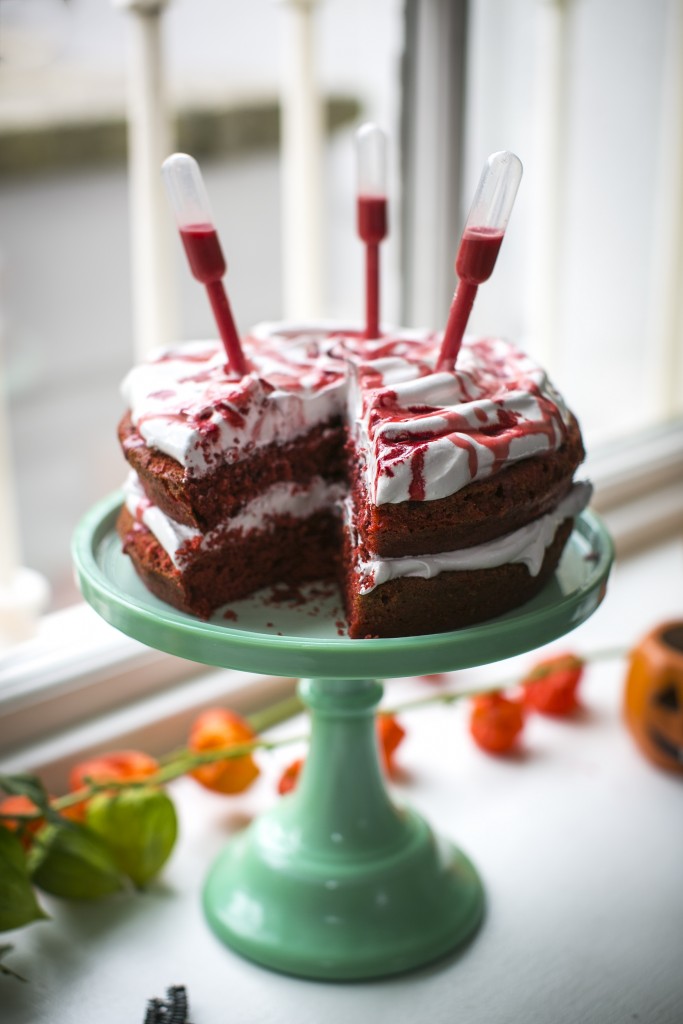 Bloody Red Velvet Cake | DonalSkehan.com, A spectacularly spooky centre piece for your Halloween celebrations! 