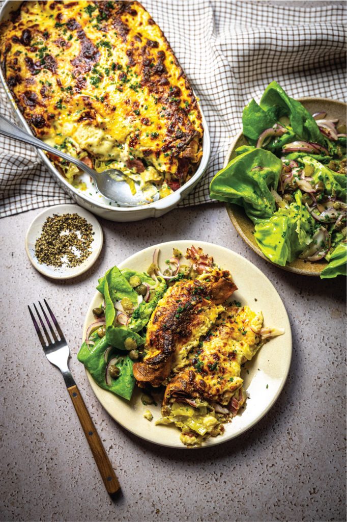 Savoury Crêpes with Ham, Leeks & Dijon Mustard Cheese Sauce | DonalSkehan.com