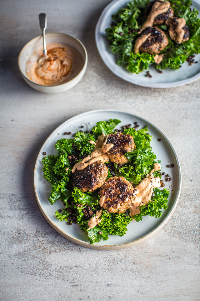 Harissa Lamb & Lentil Salad with Whipped Feta | DonalSkehan.com