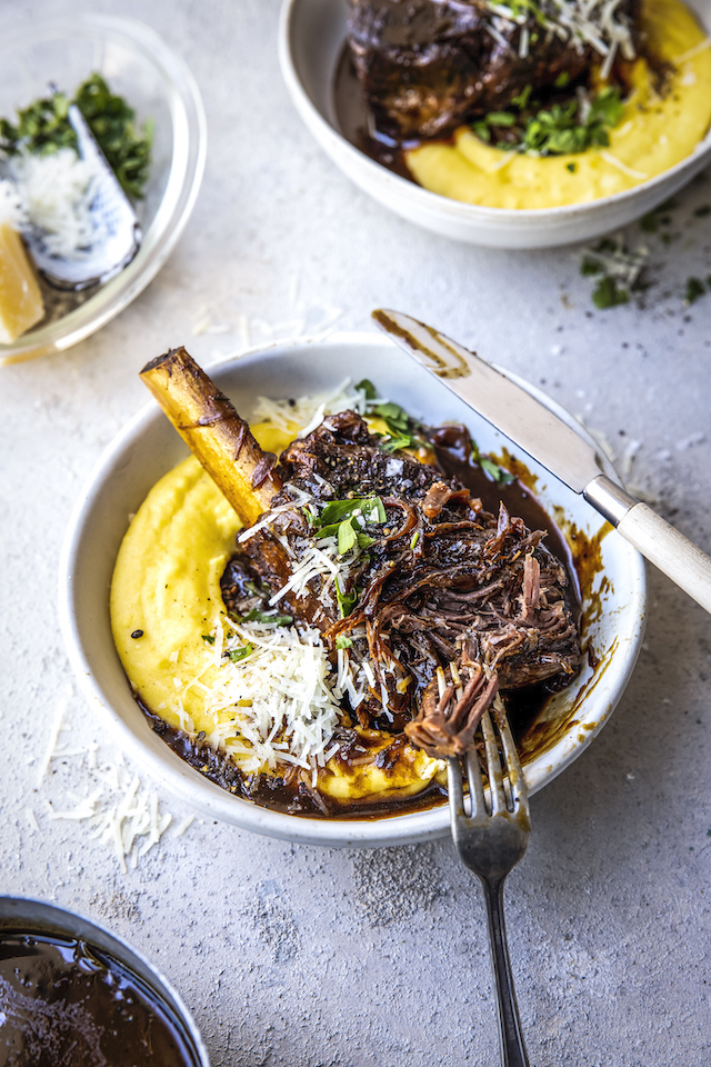 Irish Stout Braised Short Ribs with Cheesy Polenta | DonalSkehan.com