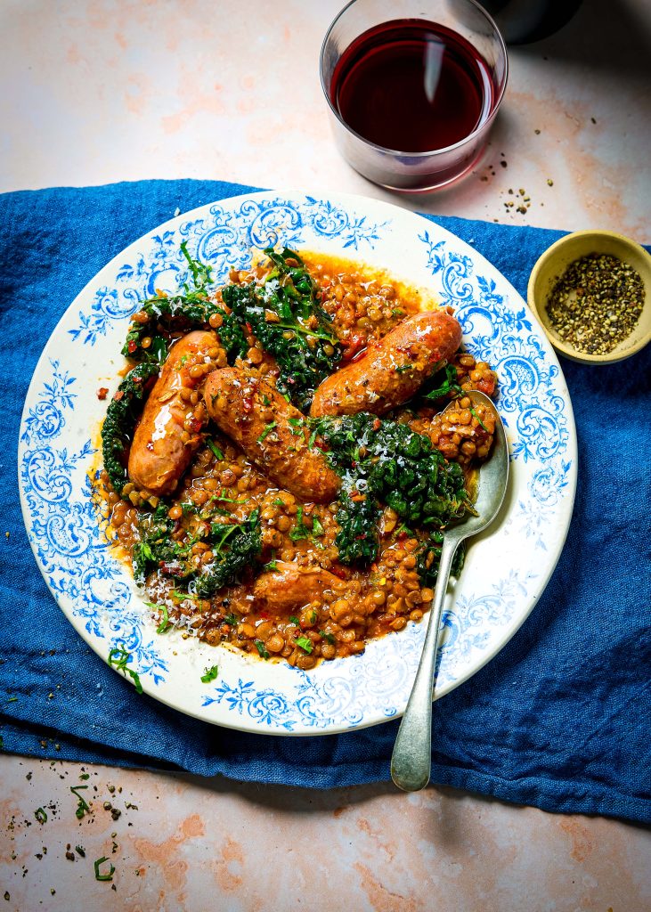Italian Sausage & Lentil Stew with Kale & Chilli Oil | DonalSkehan.com