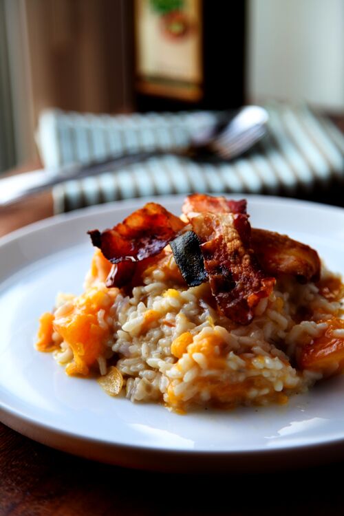 Pumpkin Risotto With Crispy Prosciutto | DonalSkehan.com, Creamy risotto cooked up with Autumn flavours!