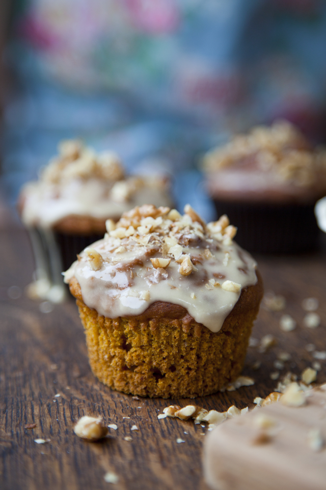 Maple Glazed Spiced Pumpkin Muffins | DonalSkehan.com, A sweet and warmly spiced autumnal treat.