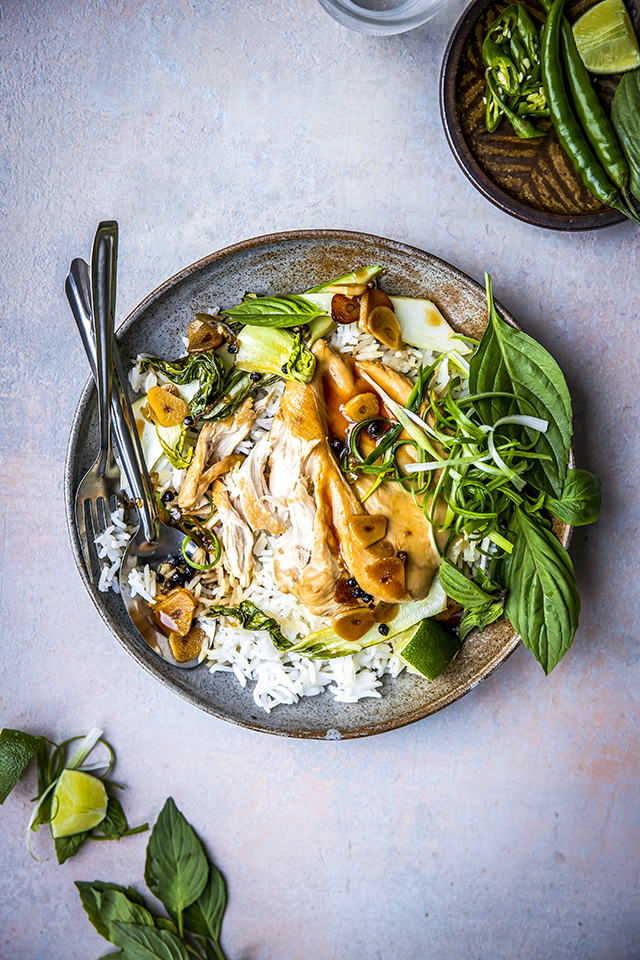 Quick Adobo Chicken with Greens | DonalSkehan.com