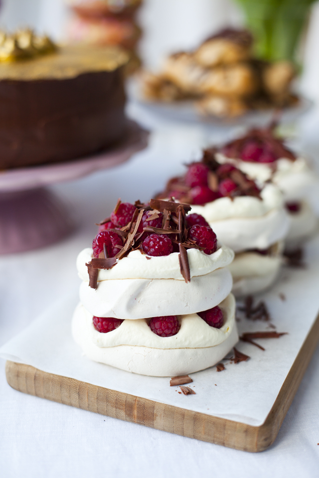 Raspberry and Dark Chocolate Mini Pavlova Stacks | DonalSkehan.com, Surprisingly simple to make but a real showstopper! 