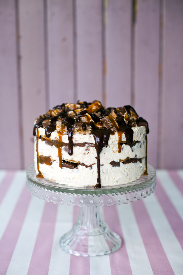 Snickers Ice-Cream Cake | DonalSkehan.com, If you love chocolate, peanuts, caramel and ice cream, this is definitely the cake for you!