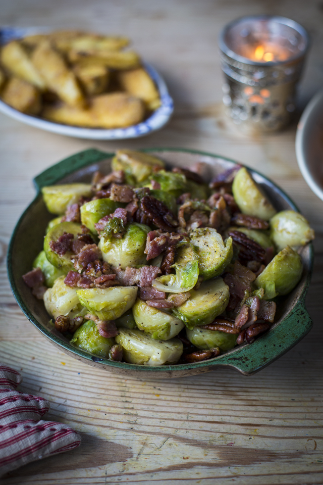 Smoked Bacon & Pecan Brussel Sprouts | DonalSkehan.com, Guaranteed to convert even the most determined sprout haters!  