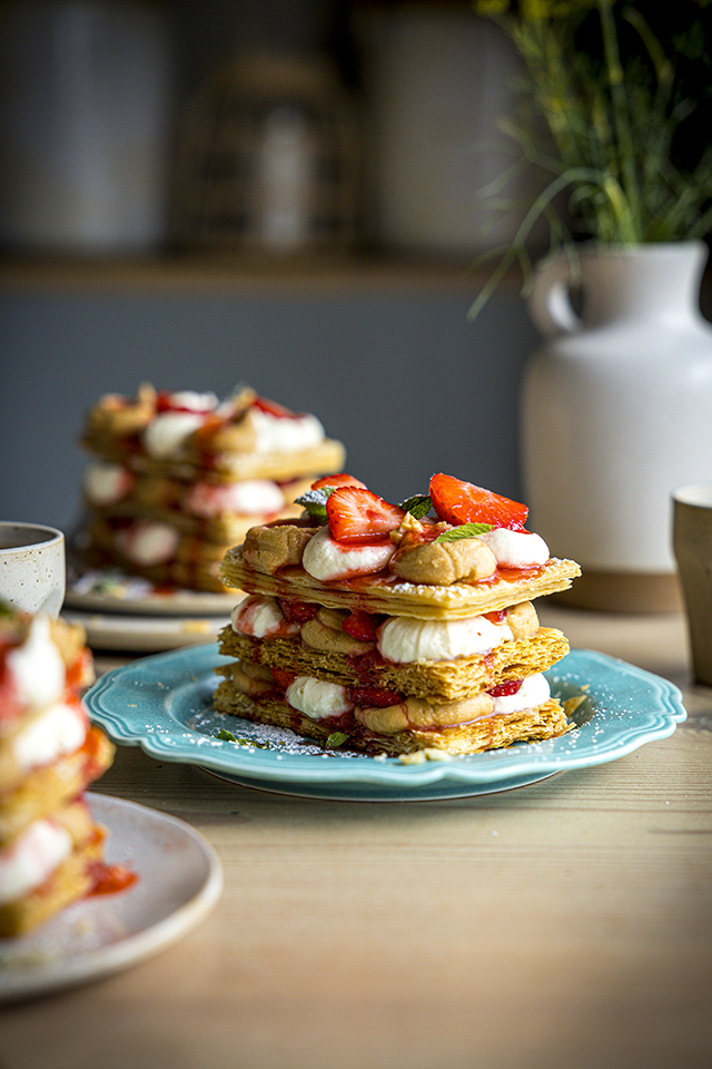 Mille Feuille with Roast White Chocolate & Strawberries | DonalSkehan.com