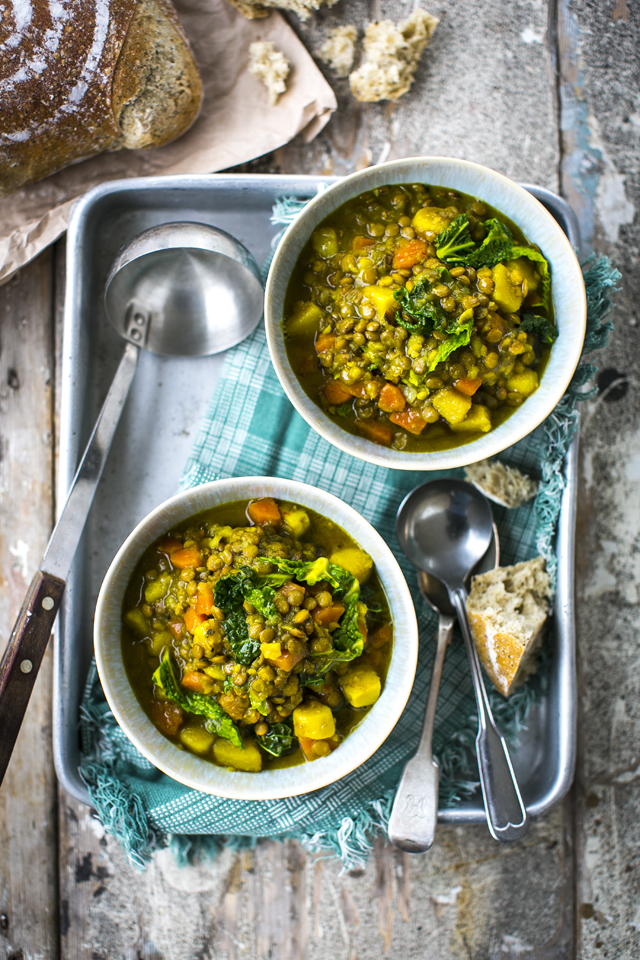 Sunshine Turmeric Winter Roots & Lentil Stew | DonalSkehan.com, A happy hybrid between a soup and stew filled with nourishing, delicious ingredients.