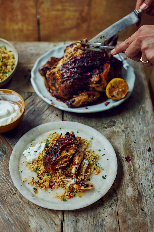 Roast Harissa Butter Chicken & Cracked Wheat | DonalSkehan.com, Perfect family food from Stirring Slowly by Georgina Hayden.