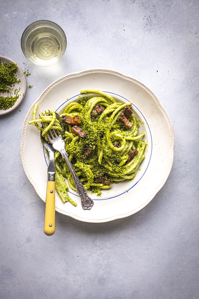 Wild Garlic Pesto Pasta with Pancetta | DonalSkehan.com