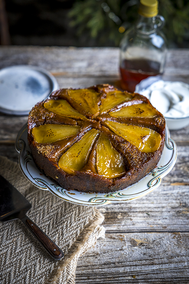 Spiced Pear Sticky Toffee Cake with Rum and Maple Drizzle | DonalSkehan.com