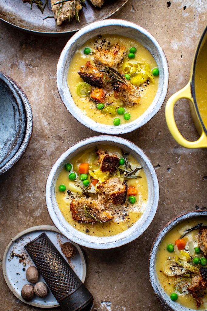 Irish Farmhouse Vegetable Soup with Rosemary Croutons | DonalSkehan.com