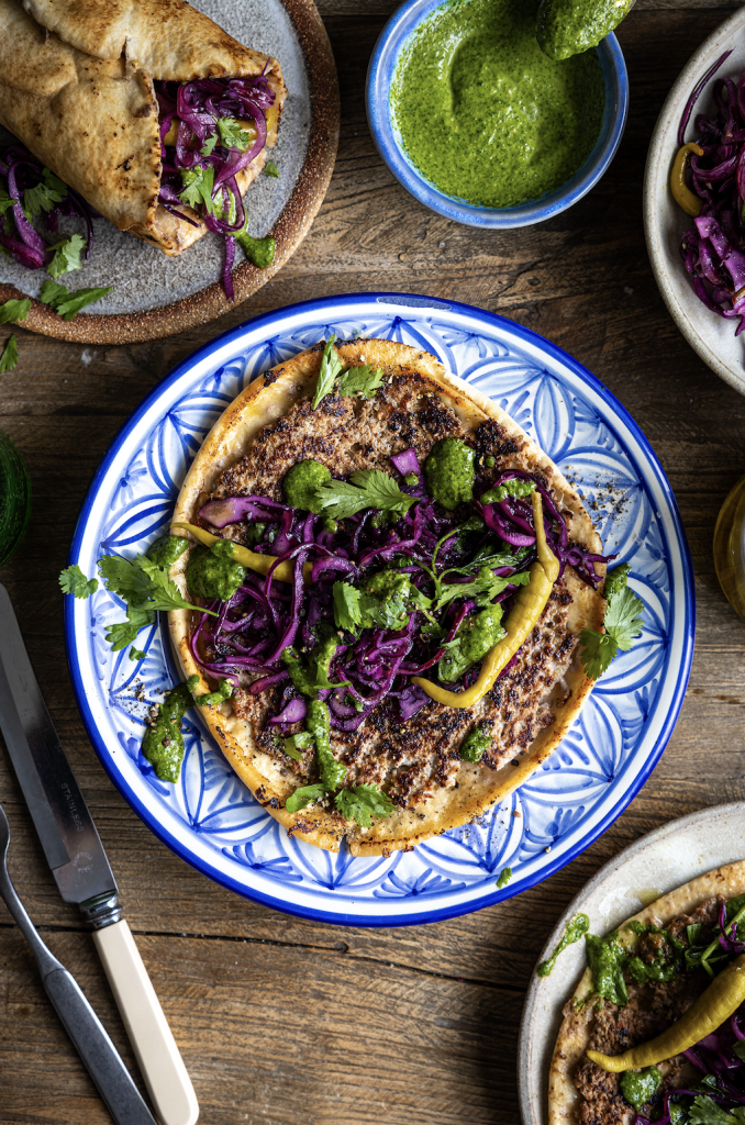 Lamb Mince Flatbreads, Zhoug & Pickled Slaw | DonalSkehan.com