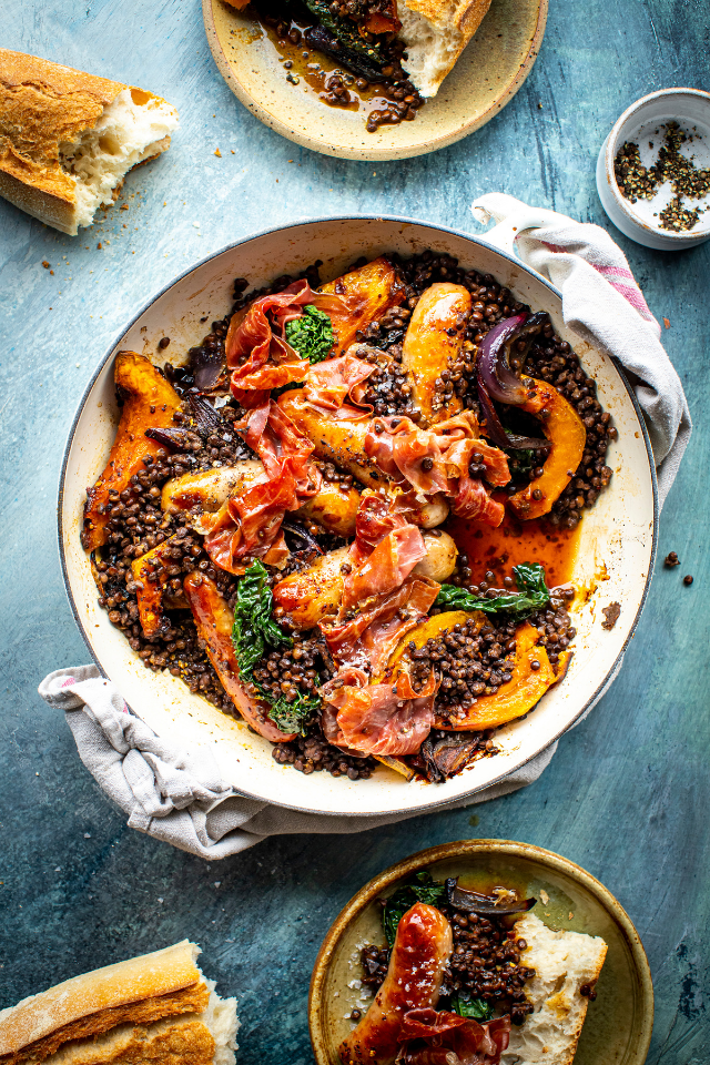 Roast Sausage Pumpkin & Lentil Stew | DonalSkehan.com