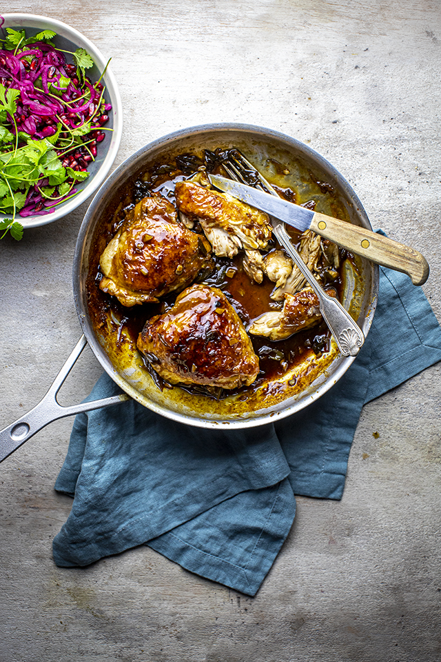 Sticky Pomegranate Chicken with Red Onion & Coriander | DonalSkehan.com